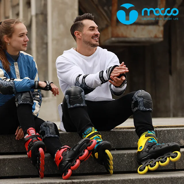 macco high quality freestyle slalom ABEC-5 adult inline skates PP hard shell 85A PU wheel outdoor sports OEM black&red