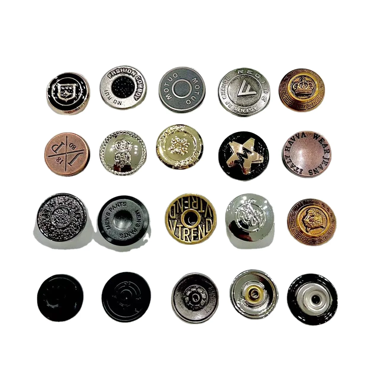 Custom beautiful zinc alloy buttons, metallic jeans buttons with rivets