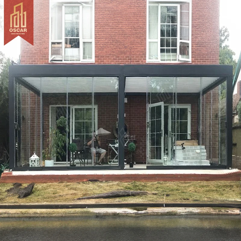 Aluminum Louvre Roof Garden Terrace Gazebo Decorative Ceiling Pergola Custom Made Extruded Aluminum Pavilion Outdoor Waterproof