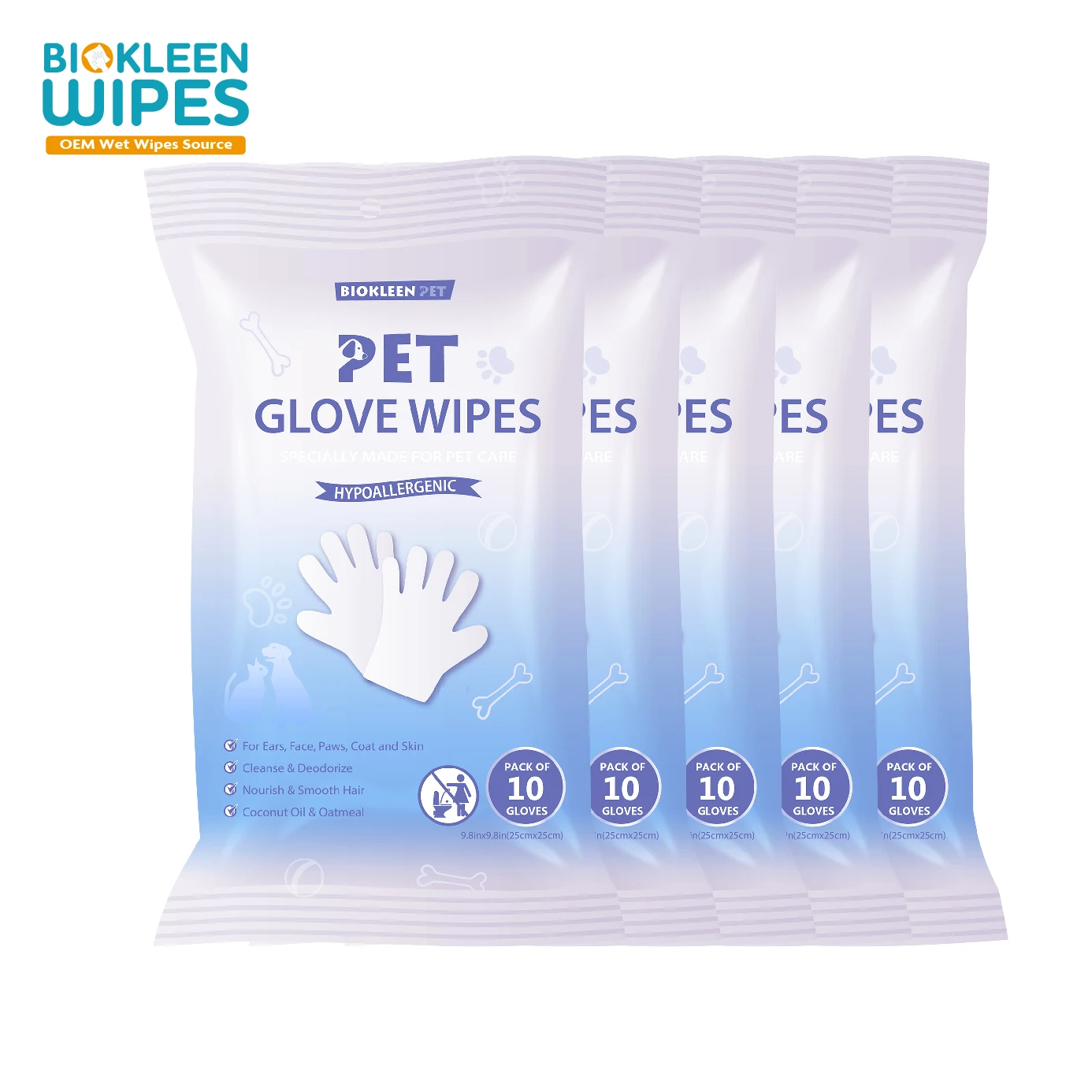 Biokleen Portable Deodorizing Extra Thick Cleaning Durabl Gloves for Dogs