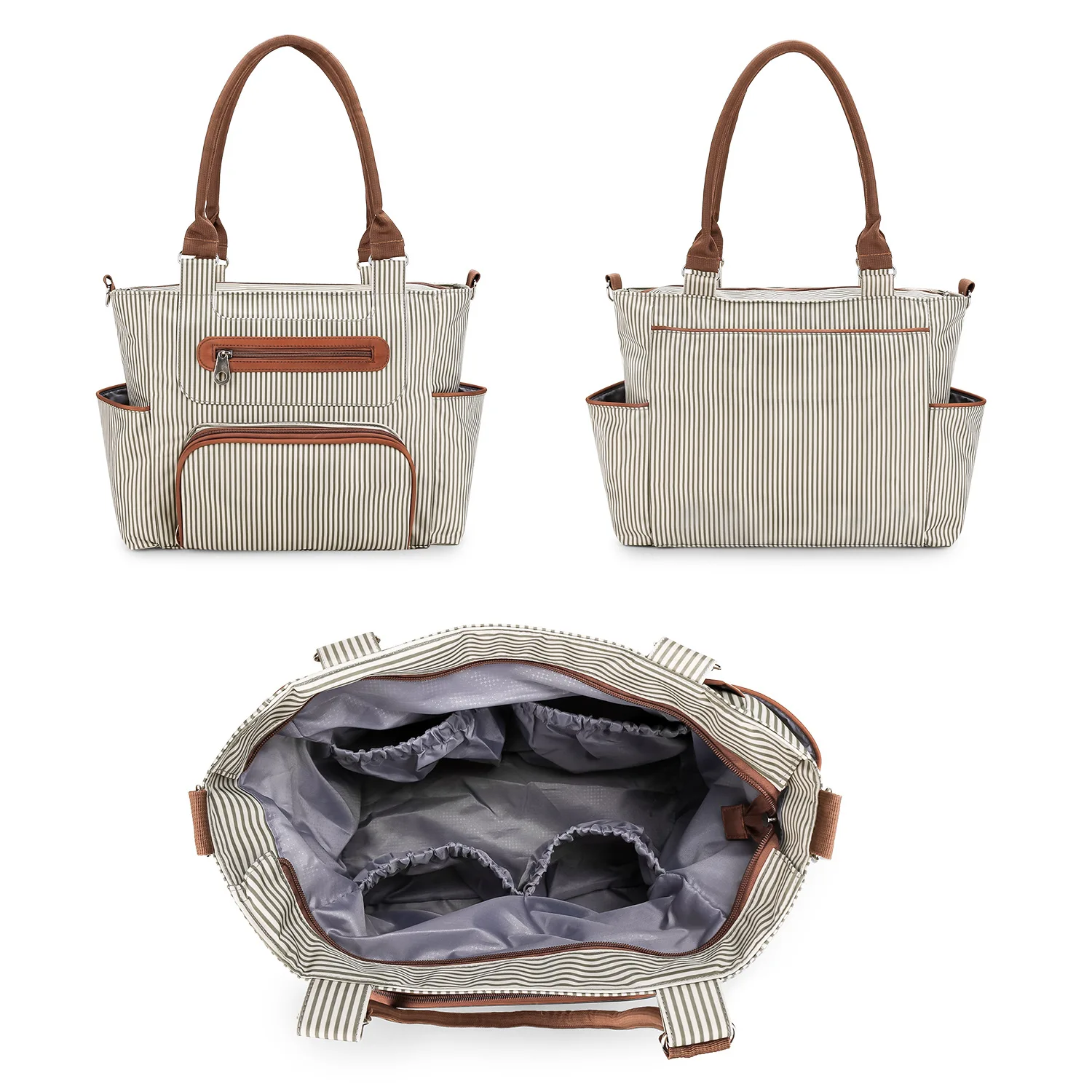 Multifunctional Large Capacity Mommy Bag Cooler Style Baby Diaper Bag with Polyester Lining Handbag for Mother and Baby