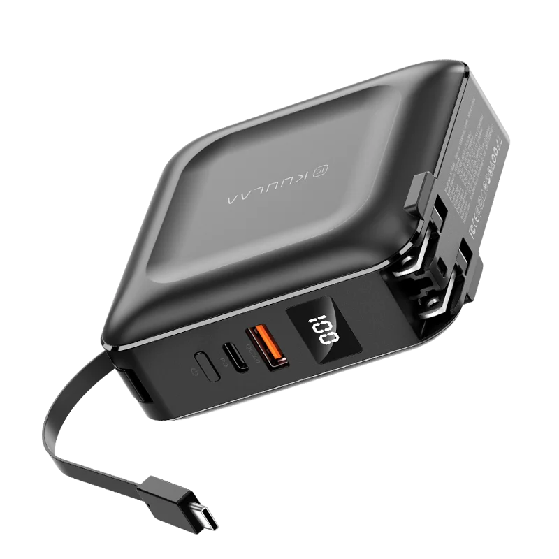 Kuulaa 3In1 цифровой дисплей 22,5 Вт Кабель с разъемом Usb Type-C для ноутбука портативное зарядное устройство для мобильного телефона 10000 мАч Power Bank