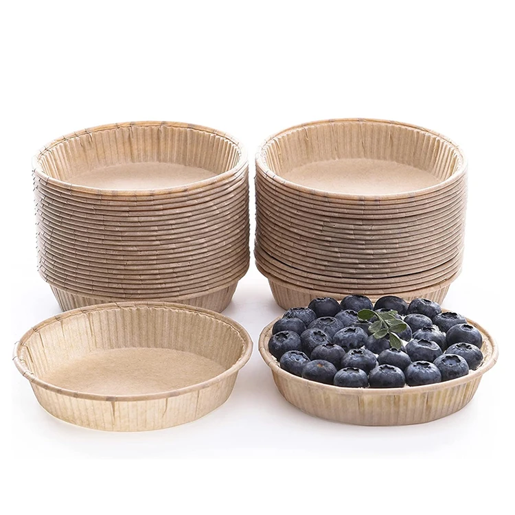 Disposable Baking mold Round Pie Pans Brown and Gold Mini Medium Big Paper Baking Mold for tarts