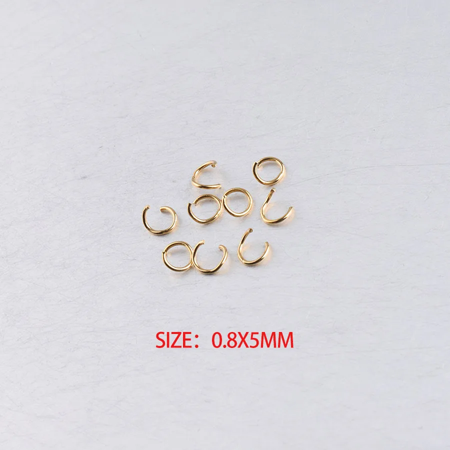 0.8mm wire 5mm diameter stainless steel 18k gold plated open jump rings for jewelry making