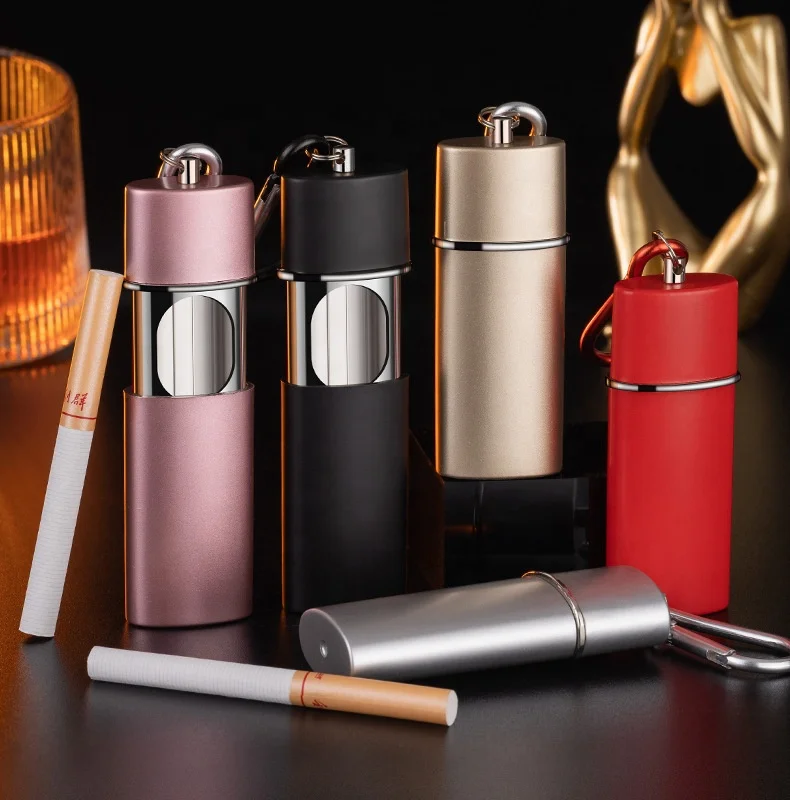 Custom Logo Advertising Cigar Ashtray Trash Bin Key Chain Ring Stainless Steel Metal Mini Portable Pocket Ashtray