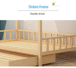 2019 Newest Solid Wooden Simple Design Kids Bedroom Furniture Pine Wooden Bed