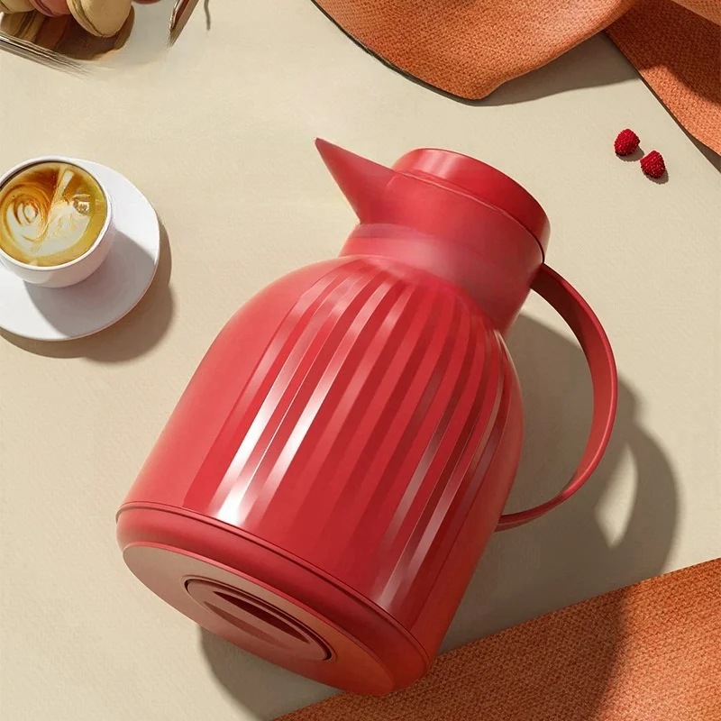 Cheap Plastic Shell 1.5L Insulated Coffee Jug Modern Design Arabic Dallah Insulated Kettle Glass Inner Pot Thermos Office Use