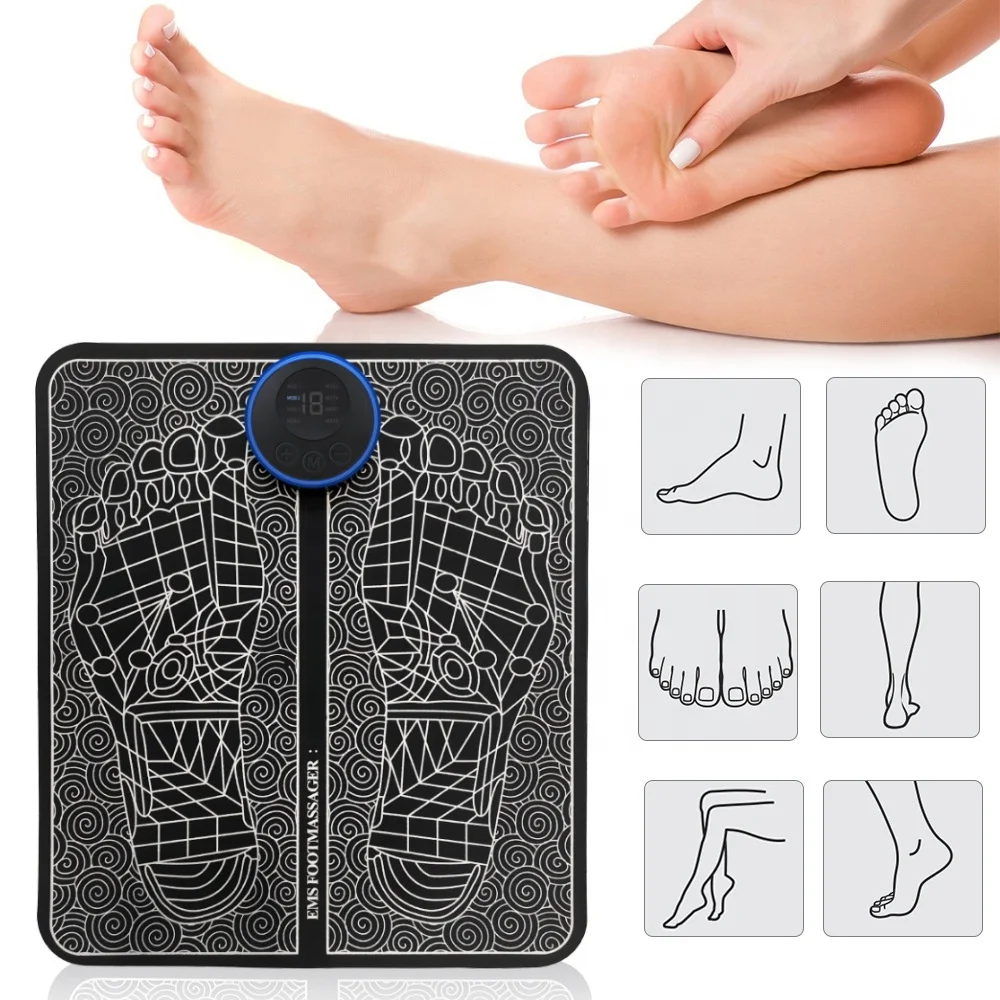 8 Modes Portable Smart USB Vibrating Pulse Electric Ems Foot Massager Pad