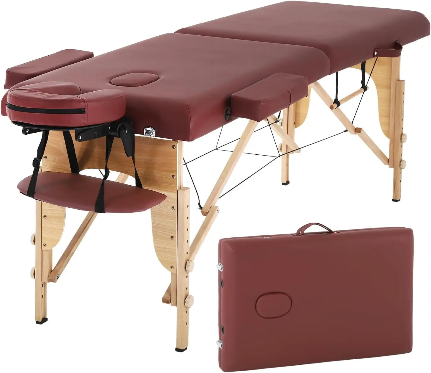OEM Factory Outlet Foldable Portable Beauty Salon Massage Bed 2 Fold Adjustable Wooden Eyelash Massage Bed