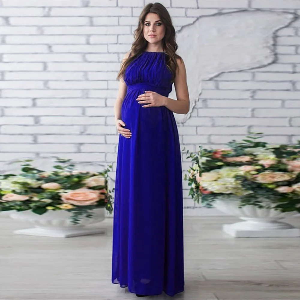 
Sleeveless stitching maternity trailing long plus size four colors pregnant women dress 