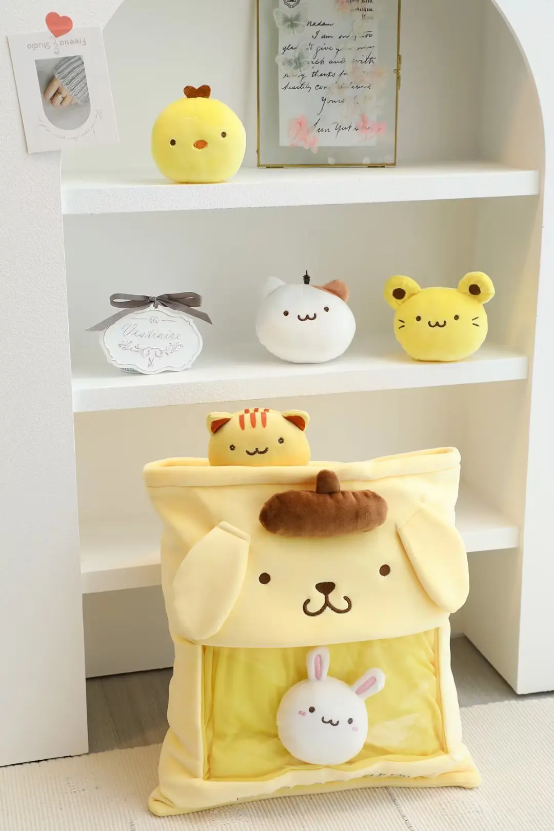 Cute Cartoon Pink Meredith Rabbit Pudding Dog Cat Little White Dog Round Ball Plush Doll Pillow Doll Cushion