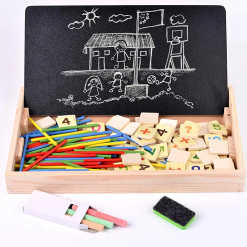 wood counting stick multifunction sets Montessori wooden learning tablets
