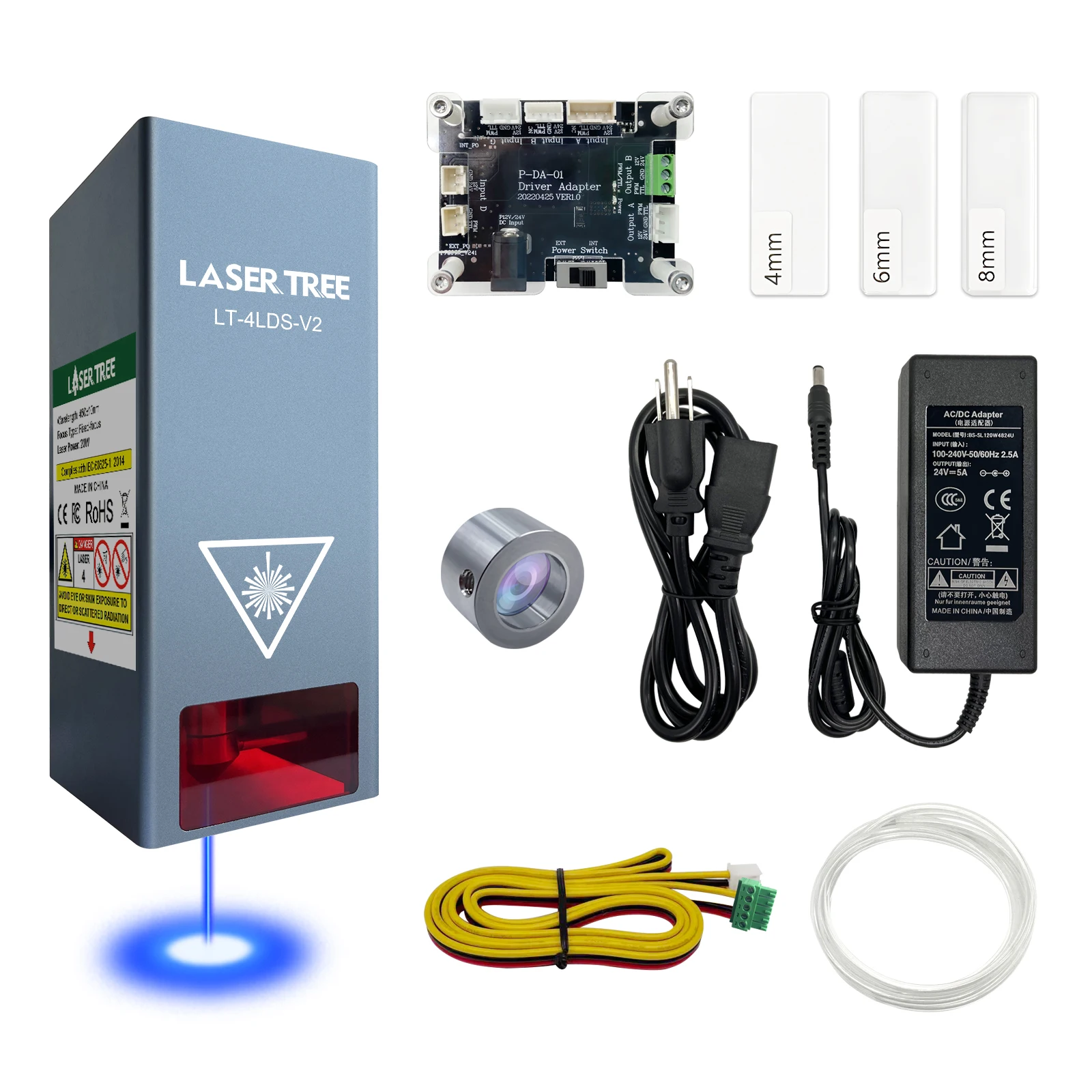 LASER TREE High Power 20W Optical Power Laser Head Air Assist Kit CNC TTL Module for Laser Cutting Engraving Machine Tools