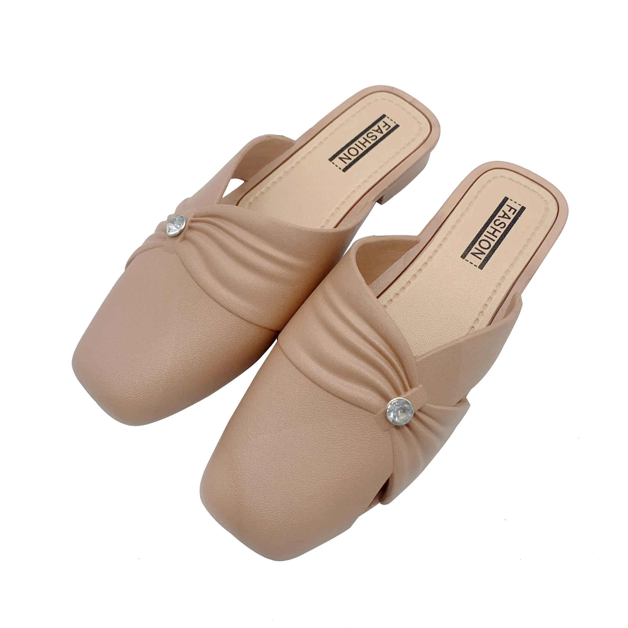 Female Shoes Large Size Closed Toe Half Drag Luxury Flats Sandals Ladies Half Slipper