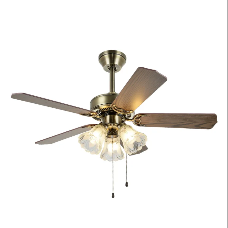 Chandelier Illuminated Wooden Ceiling Fan Light 42 Inch Retro Home Adjust Wind Speed By Rope Led Ceiling Fan Light