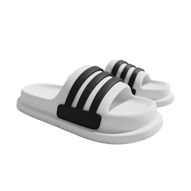 Classic Three Stripe Slide Slippers For Summer Couple Home Casual Outdoor Indoor Soft Bottom EVA Bathroom Anti Slip Beach Shoes
