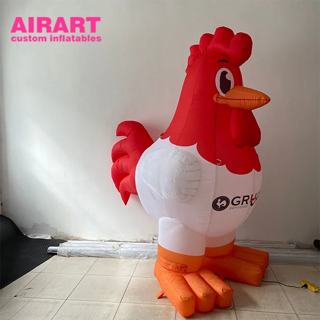 Airart Inflatable Factory Customize Inflatable Advertising Mascot Giant Inflatable Chicken Standing Cartoon Rooster Model
