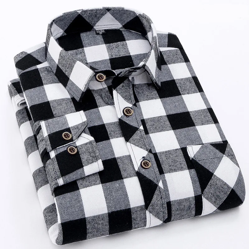 MT2388 Hot Sales Custom Cotton Blends Sanding Casual Long Sleeve Plaid Shirt Plus Size Shirt