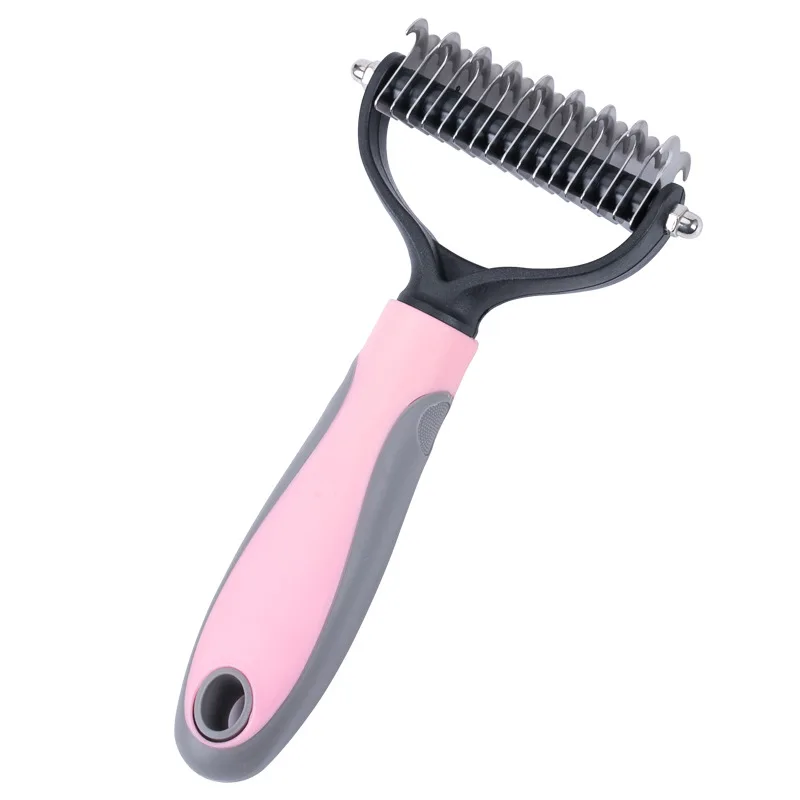 Garfield stainless steel pet hair 2 in 1 cat dog rake deshedding dematting brush comb grooming tools