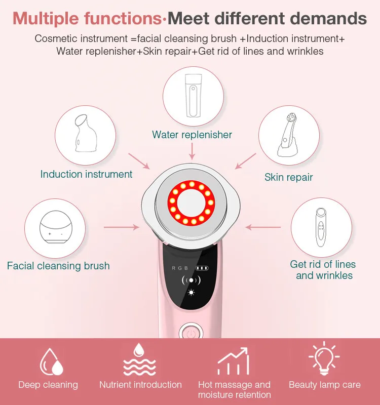 best selling products microcurrent facial toning device red Bluish green light therapy face lifting home use beauty equipment