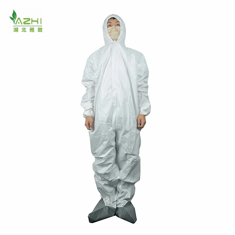 Disposable Unisex White Coverall PPE breathable film protective clothing Microporous SF non woven Coveralls