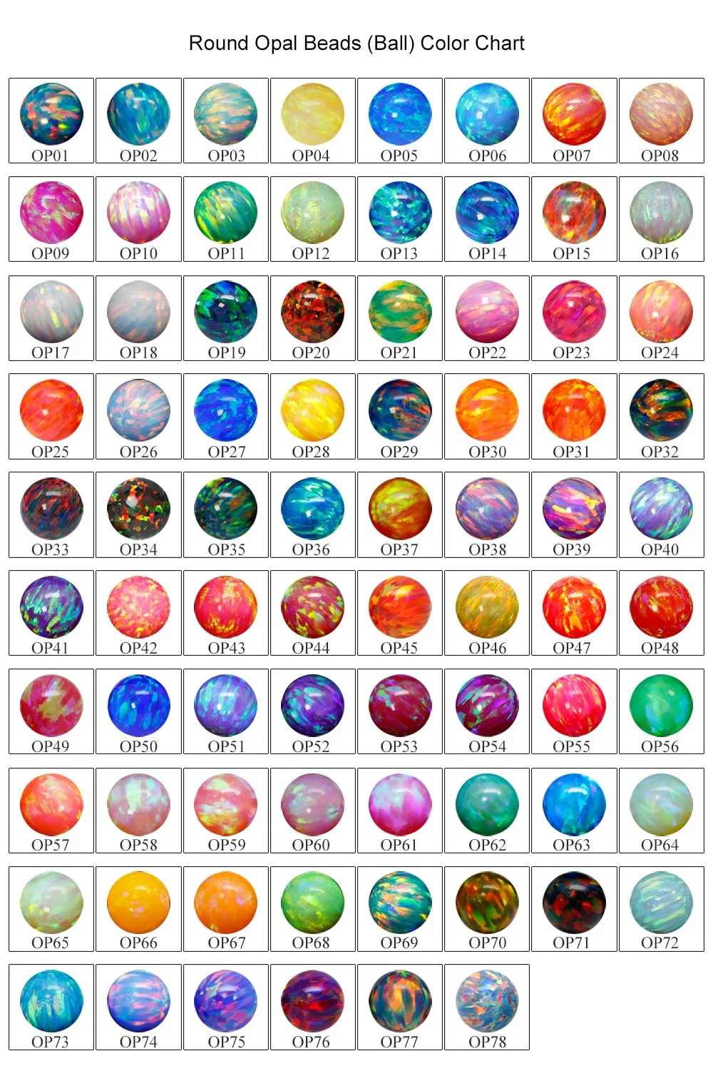 Zhengyong Jewelry Opal Stone Beads Ball Shape Full Hole/Half Hole/No Hole  Synthetic Opal Beads