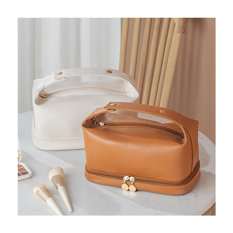 Large Capacity Soft PU Ins Style Makeup Bag Portable Waterproof Toiletry Punch Cosmetic Bag for Women