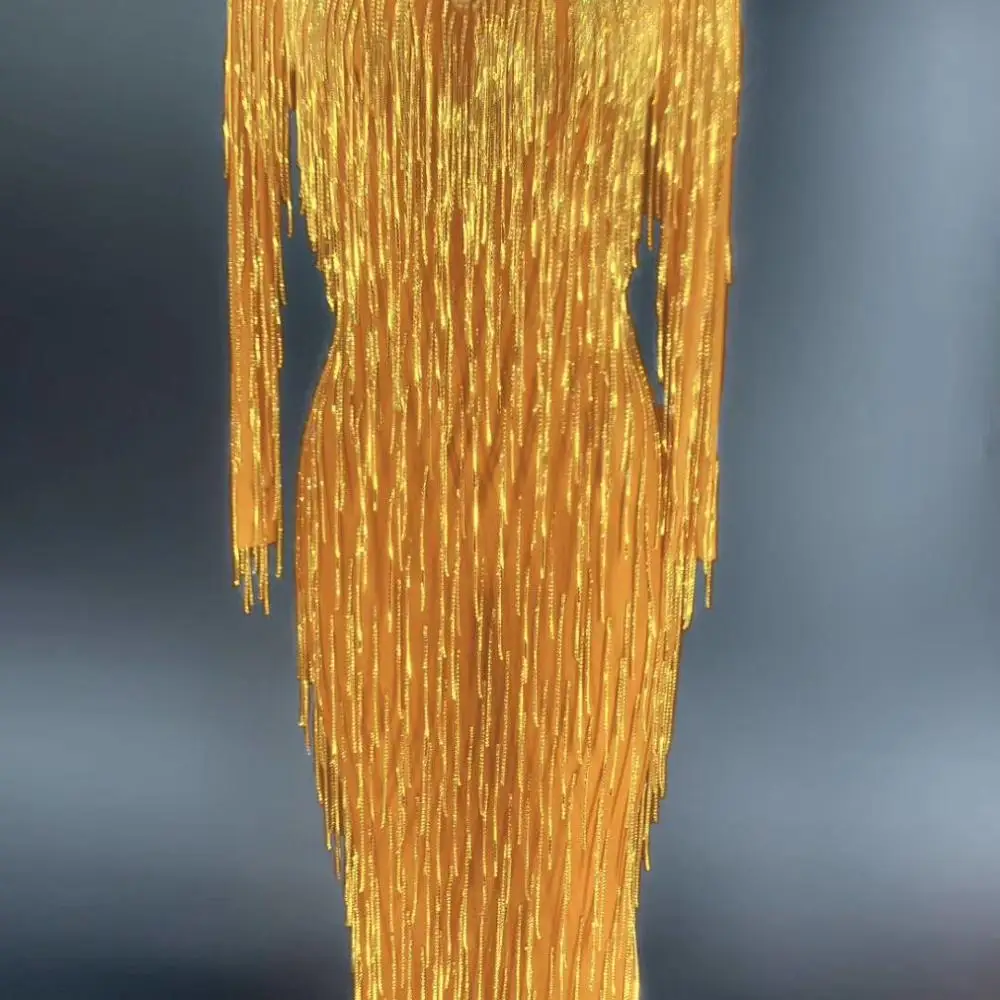 Wholesale Tassel Bodysuit Sexy Performance Female Stage Wear Dance Wear Stretch Outfit Dancer Costume Bar Prom Party Dresses