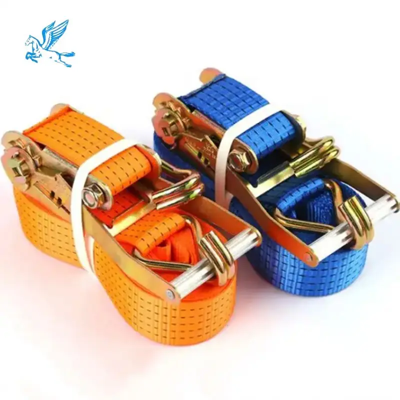 Factory Direct Competitive Price Steel Polyester Rachet Tie down Lashing Load Strap Cargo Custom Size 2 Inch Cargo Lashing Belt