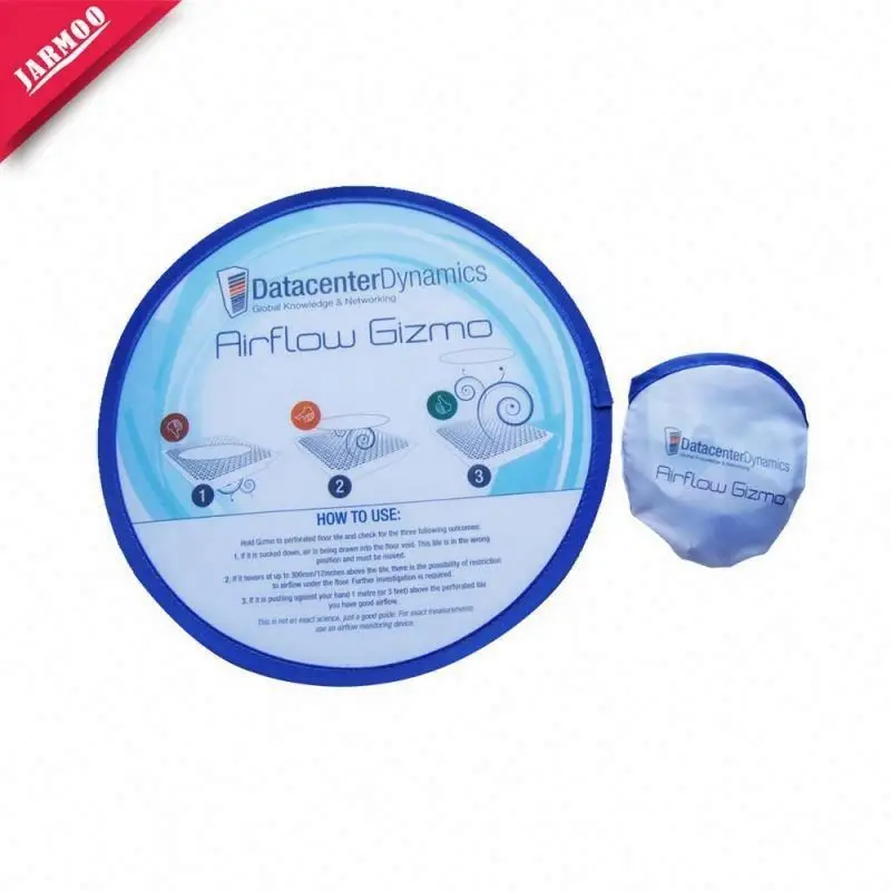Custom Printed Soft Pet Flying Disc Round Nylon Hand Folding Fan With Pouch Foldable Flying Disc