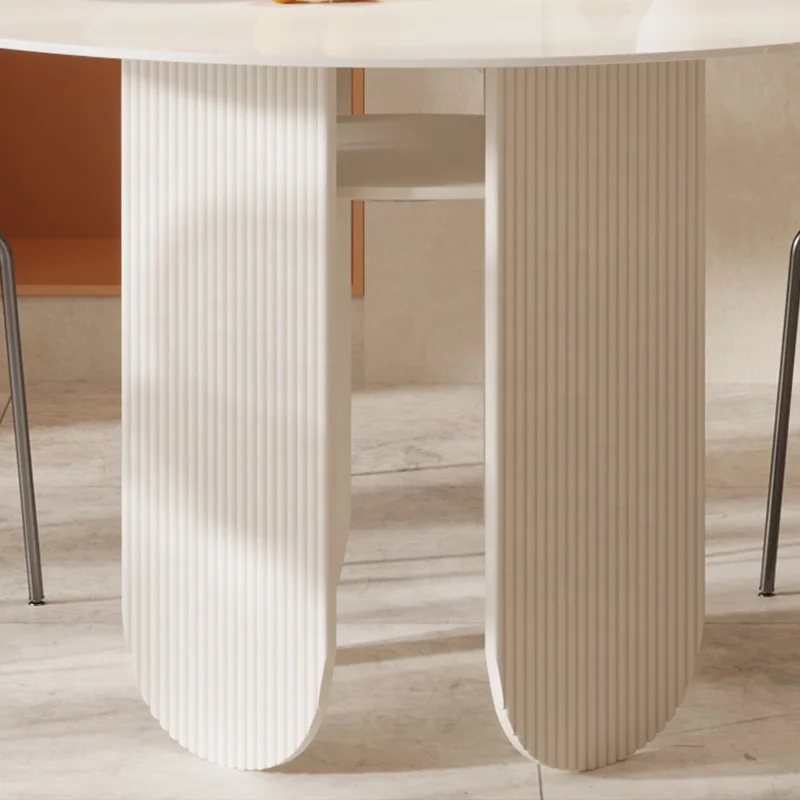 White bright rock plate round table chair household designer round high-grade round table household 10 person dining table