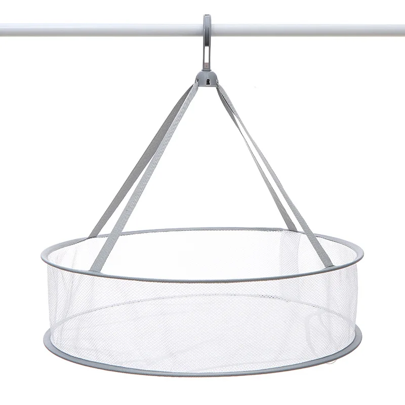 Multi Functional Edge Wrapped Clothes Drying Basket Double-Layer Folding Net Flat Clothes Drying Rack Large Mesh Pocket