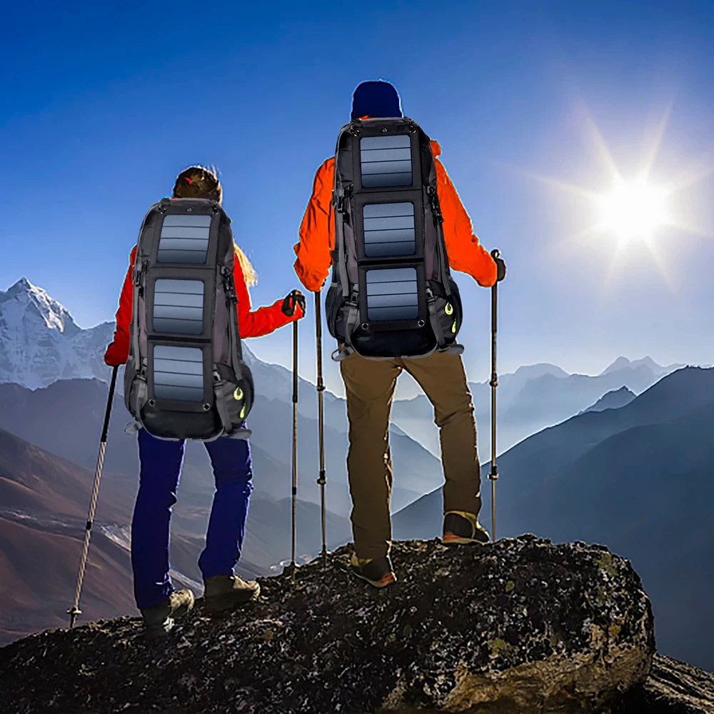 Solar Backpack Hiking 70L Large Capacity with 20W Solar Panel Charging for Phones Waterproof Rucksack for Climbing and Camping
