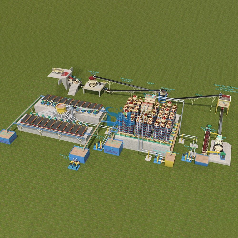 Alluvial chromium minerals gravity spiral concentration equipment 100tph chrome ore washing and upgrading plant