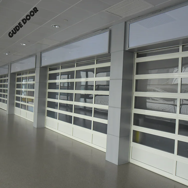 Minimalist Design See-Through Door Steel Aluminum Alloy and Glass Foldable Garage Mirror Perspective Workshop Door