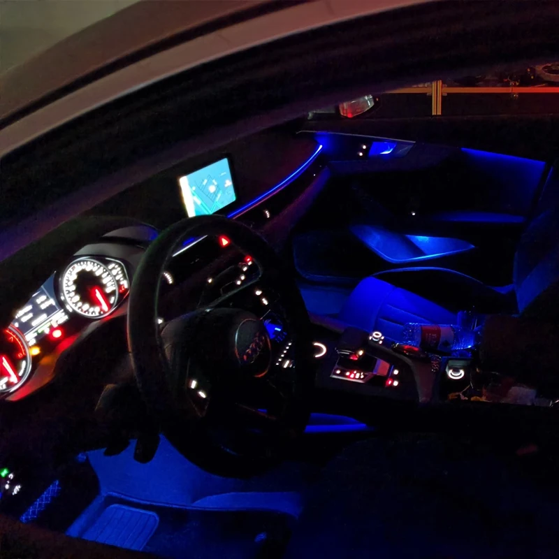  Автомобильные аксессуары сделай сам интерьерная декоративная светодиодная RGB лента 12 В из волокна светодиодные полосы окружающий свет приложение для украшения атмосферы освещение приборной