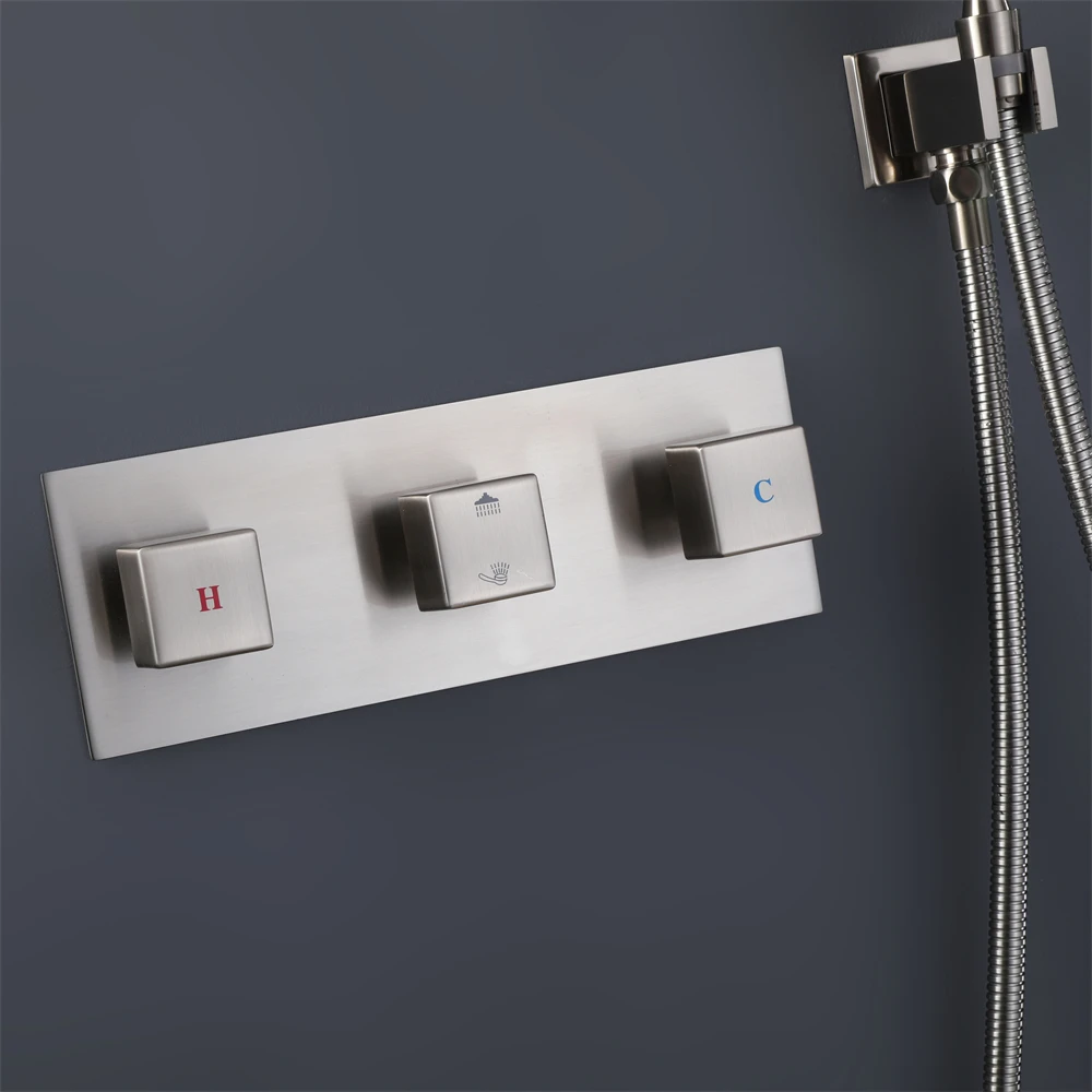 Modern Design Wall Mounted Concealed Brushed Nickel Brass Shower Mixer Faucet With ABS Shower head