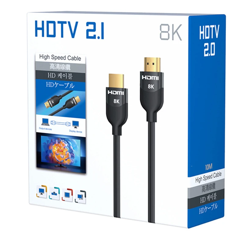 Certified 8k hdmi 2.1 cable Version Ultra High Speed 48Gbps HDMI cable 4K 8K 60HZ 120Hz resolution HDR TDR HDMI cable 8k