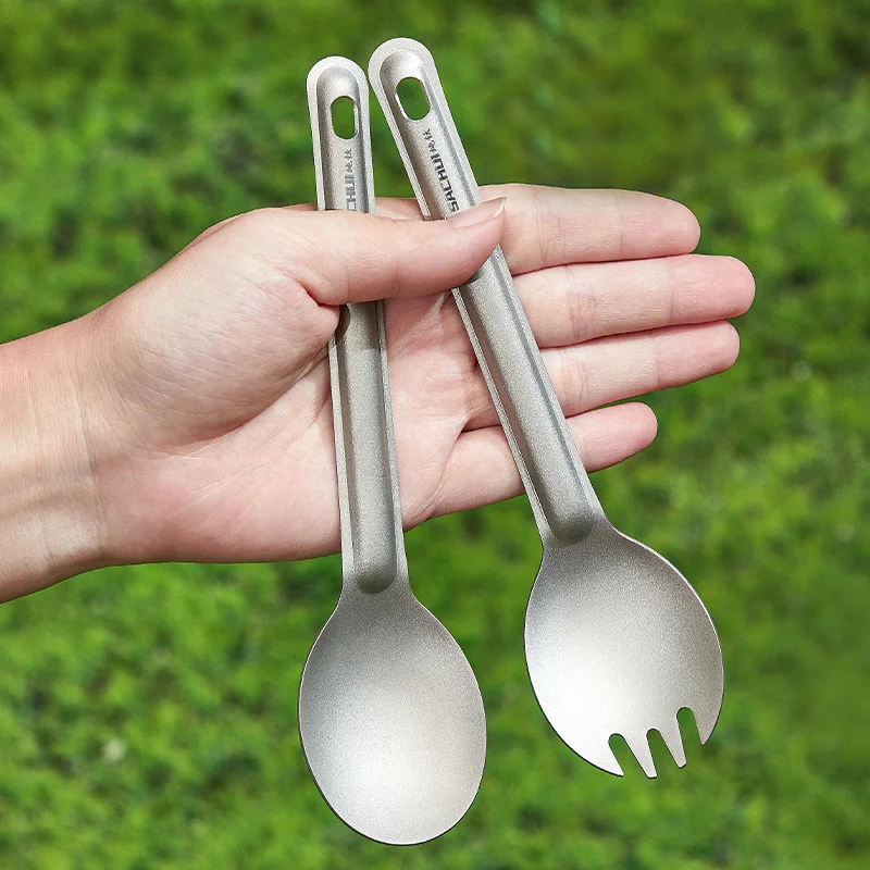 Pure Titanium Light Weight Multifunctional Outdoor Camping Spoon Fork Travel Cutlery Custom Logo Spork