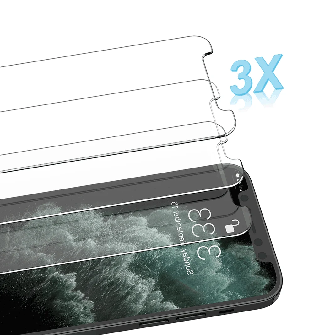 Прямая поставка 3 упаковки закаленное стекло для iphone 12 13 14pro max 2.5D 9H прозрачное 11 X XR