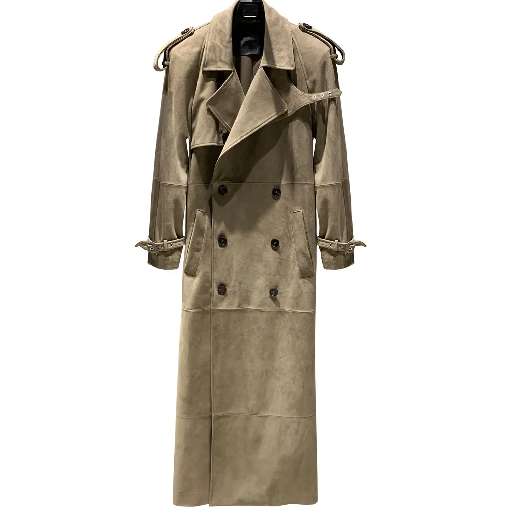 Hot selling autumn windbreak coats original lady leather jacket casual long leather jackets