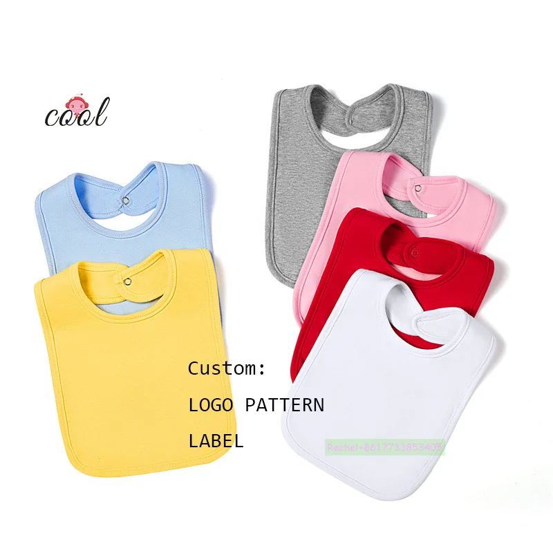 2023 Hot Sale 11colors 100% combed cotton custom newborn fancy baby bib wholesale blank  cotton baby bibs