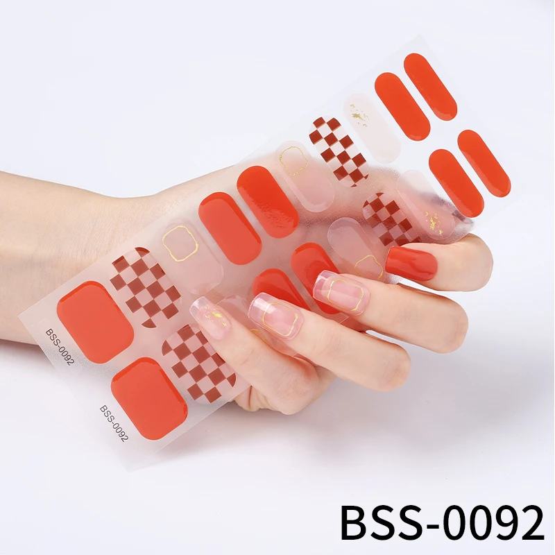 Custom Logo 3D 100% gel nail sticker Gentle Style  semi cured sticker nail polish