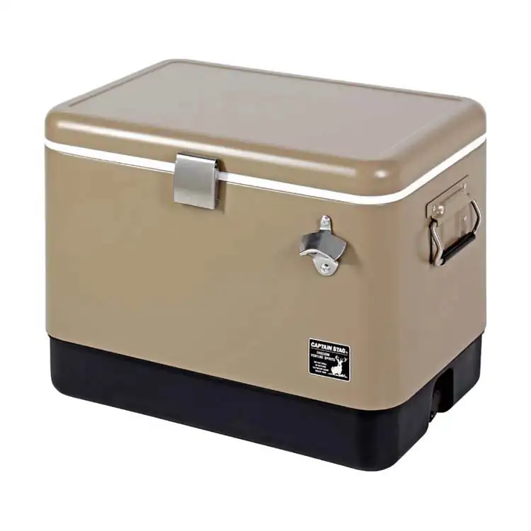 Stainless Steel 54l Large outdoor Metal Cooler Ice Box Coolers Portable Outdoor retro cooler Box For Picnic