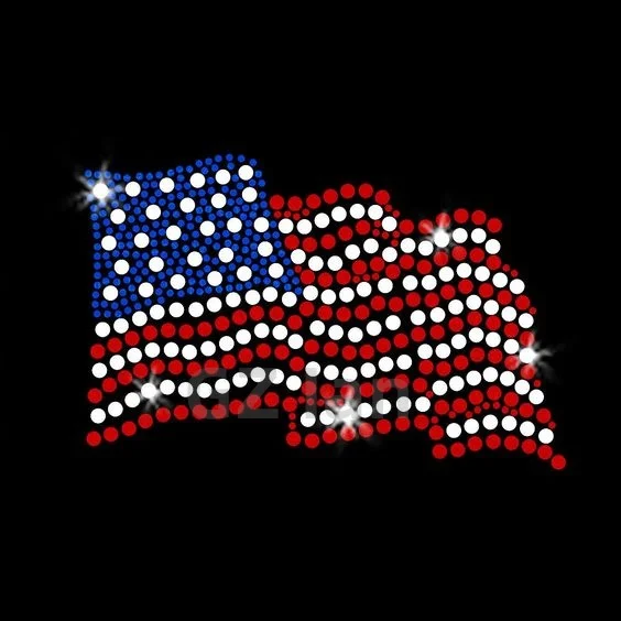 Изготовленный на заказ горячее предложение логотип США американский флаг печать дизайн термопресс 2024 горный хрусталь переводное Железо патч