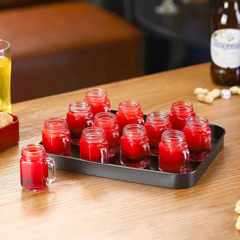 1oz 35ml Beverage Drinking Shot Glasses with Handle Lid for Liquor Wine Coffee