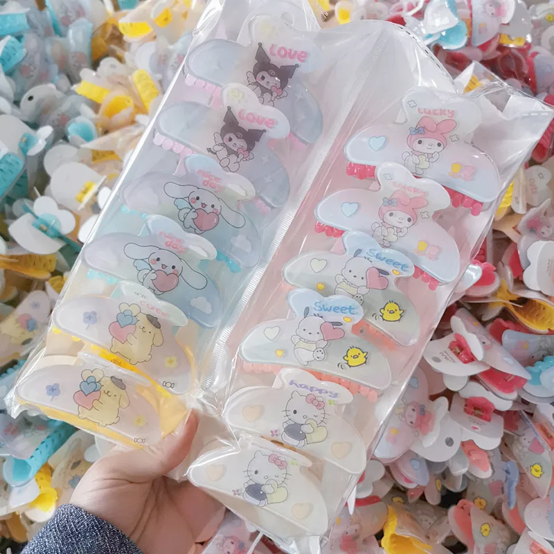 Wholesale cartoon Jaw Hair Clip Spring Assembly Machine Kuromi Acrylic Matte Hair Claw Clip Shark Hair Jaw Clip