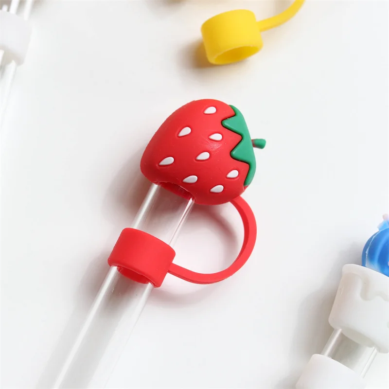 OEM Factory Custom Multisize Silicone Straw Stopper Cartoon 10mm Soft Rubber Dustproof Sleeve PVC Food Grade Straw Cap