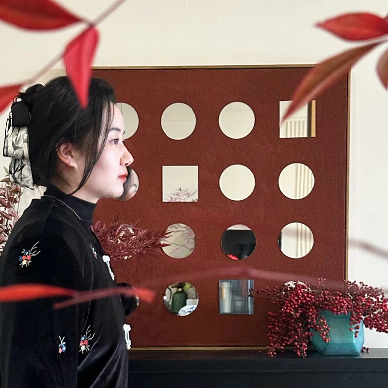 Home Decor Modern  Hand Made High-end French Retro Decoration Sandstone Textured Painting Mirrors Wall Arts for Living Room