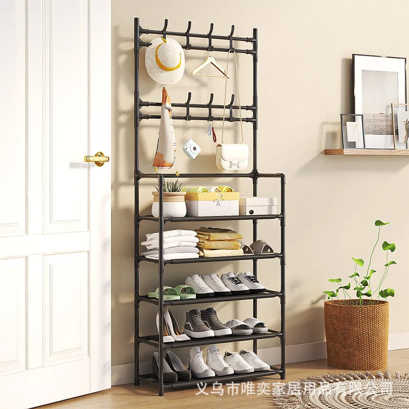 Wholesale Simple Coat Rack Multi-Functional Floor-Standing Clothes Hanger Dust-Proof Storage Dormitory Home Use Shoe Rack